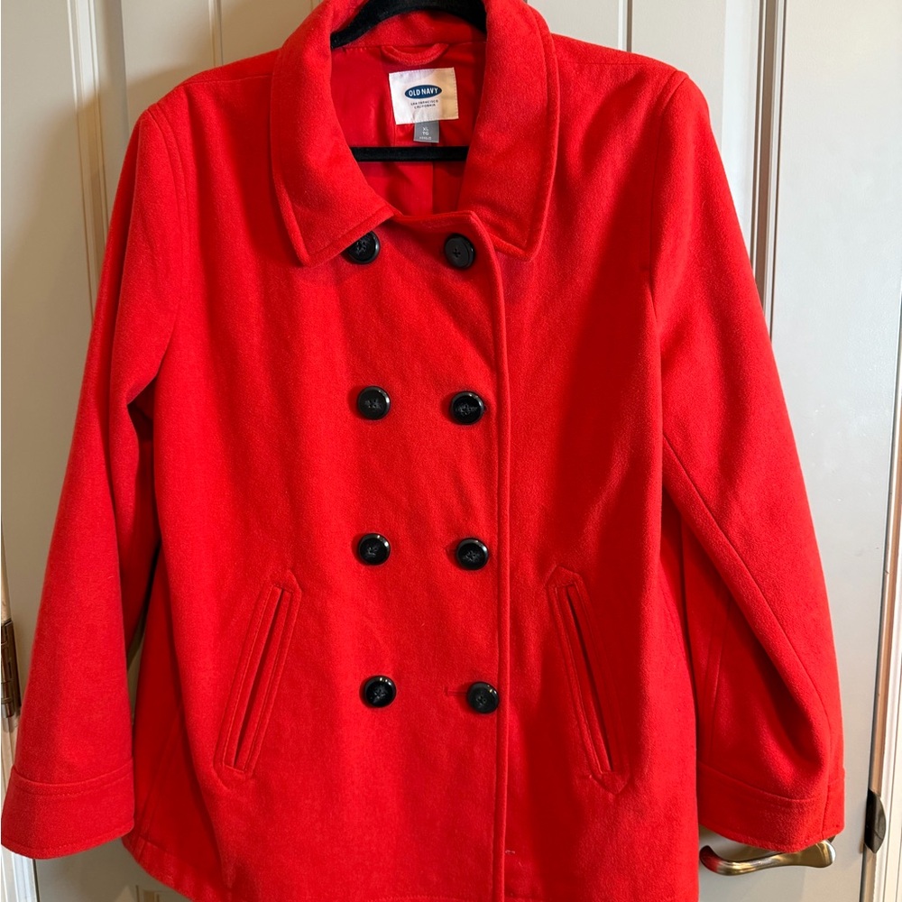 Old Navy Women's Bold Red Pea Coat XL